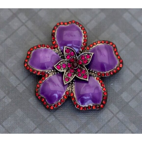 Vintage Flashy Purple Flower Brooch, G38 - Picture 1 of 2